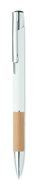 Logo trade promotional items image of: Ballpoint pen made of aluminum with a bamboo grip