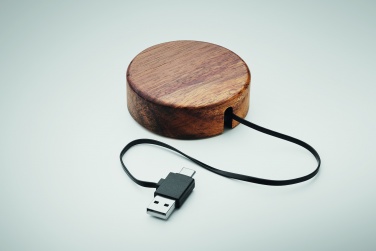 Logo trade promotional gift photo of: Wireless charger in acacia 15W