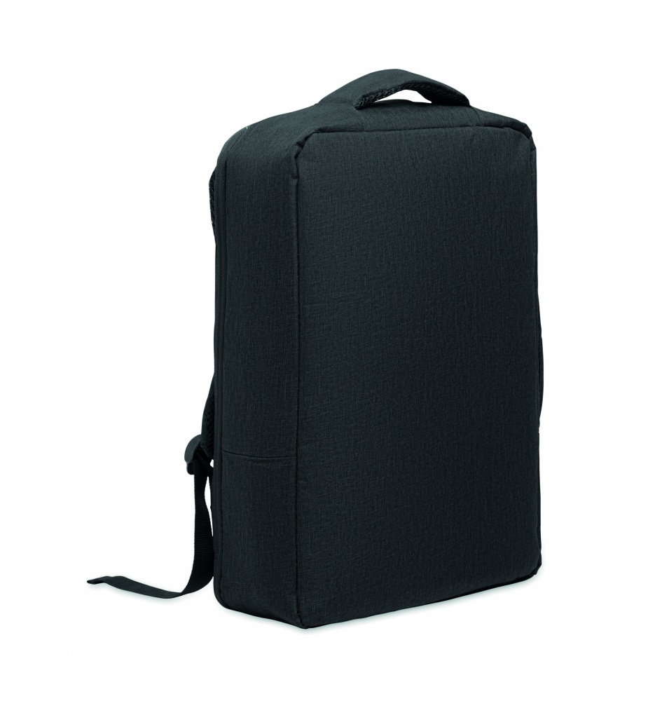 Logotrade promotional item picture of: A safe 15-inch laptop backpack made of 300D RPET with a 210D RPET lining and customizable printing.