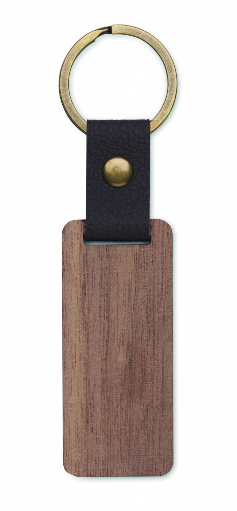 Logo trade promotional gift photo of: Key ring in walnut and PU Kokkola