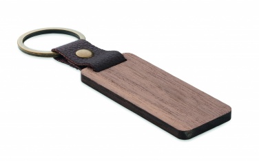 Logo trade advertising products image of: Key ring in walnut and PU Kokkola