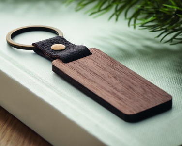 Logotrade advertising product image of: Key ring in walnut and PU Kokkola