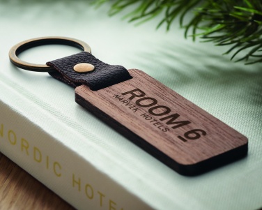 Logotrade promotional giveaway image of: Key ring in walnut and PU Kokkola