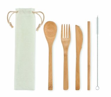 Logotrade business gift image of: Bamboo cutlery with straw