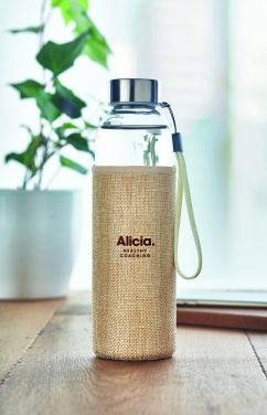 Logo trade promotional items image of: Glass bottle in pouch 500ml