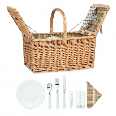 Logo trade corporate gifts picture of: Wicker picnic basket 4 people