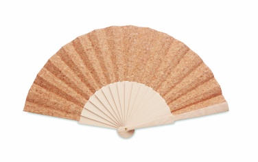 Logo trade promotional items image of: Wood hand fan with cork fabric