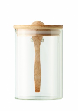 Logo trade advertising products image of: Glass jar with spoon 600 ml