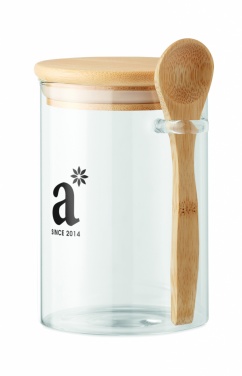 Logo trade business gift photo of: Glass jar with spoon 600 ml