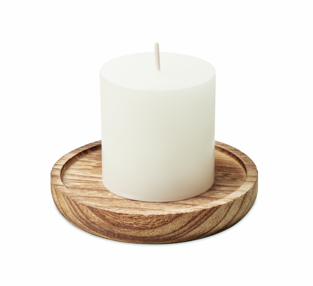 Logotrade promotional gift picture of: Candle on round wooden base