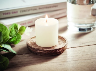 Logotrade corporate gift picture of: Candle on round wooden base