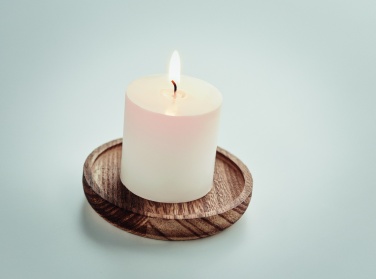 Logo trade promotional giveaways picture of: Candle on round wooden base