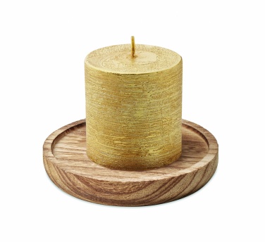 Logo trade business gift photo of: Candle on round wooden base