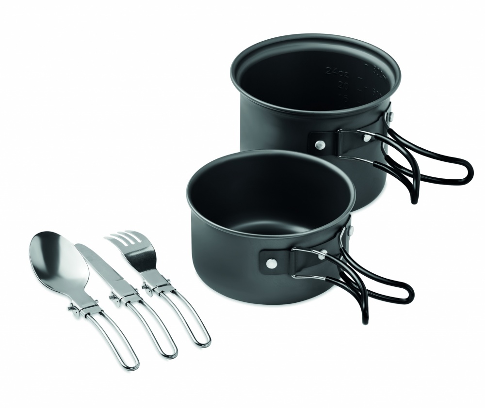 Logo trade promotional merchandise picture of: 2 camping pots with cutlery