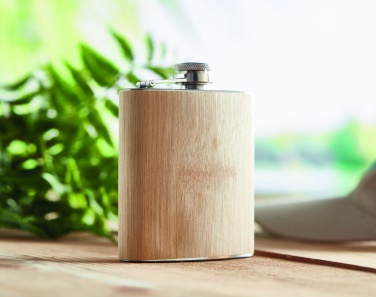 Logotrade promotional product picture of: Bamboo slim hip flask 170ml