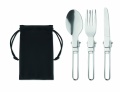 3-piece camping cutlery set, Black