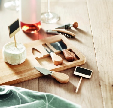 Logotrade advertising product picture of: Bamboo Cheese board set Leipzig