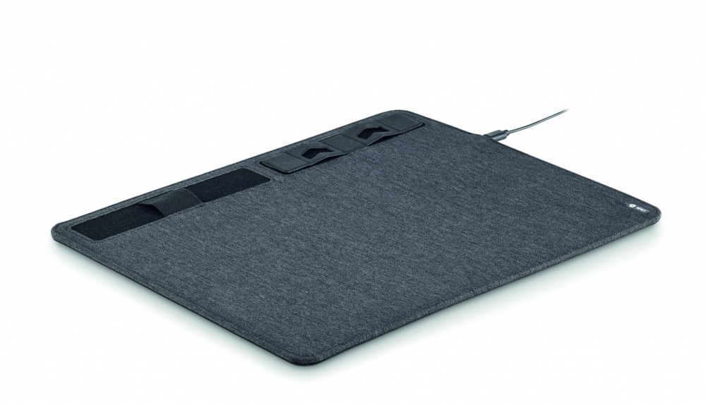 Logo trade promotional giveaway photo of: RPET mouse mat charger 15W