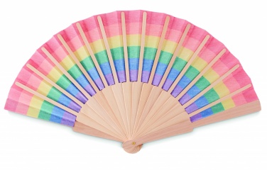 Logo trade promotional gifts picture of: Rainbow wooden hand fan