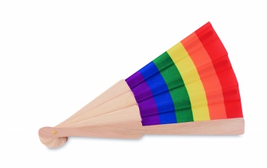 Logo trade promotional merchandise photo of: Rainbow wooden hand fan