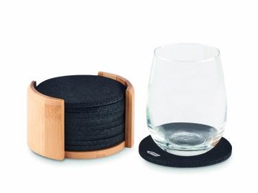 Logo trade promotional merchandise photo of: RPET coasters in bamboo holder