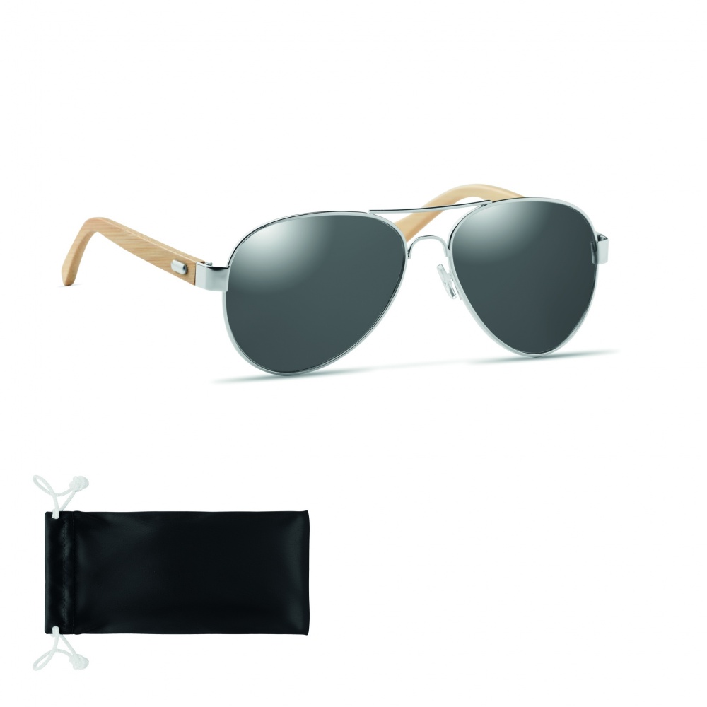 Logo trade corporate gift photo of: Bamboo sunglasses in pouch