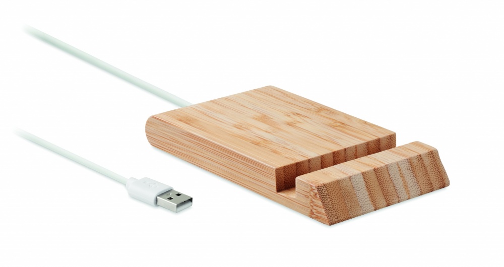 Logotrade promotional gift picture of: Bamboo wireless charger  10W ODOS