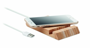 Logo trade corporate gifts picture of: Bamboo wireless charger 10W