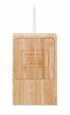 Logo trade promotional gift photo of: Bamboo wireless charger  10W ODOS