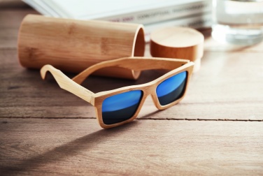 Logo trade promotional merchandise picture of: Sunglasses and case in bamboo KEILA