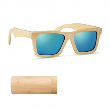 Logo trade promotional gift photo of: Sunglasses and case in bamboo KEILA