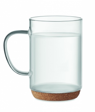 Logo trade business gift photo of: Glass mug 400ml with cork base