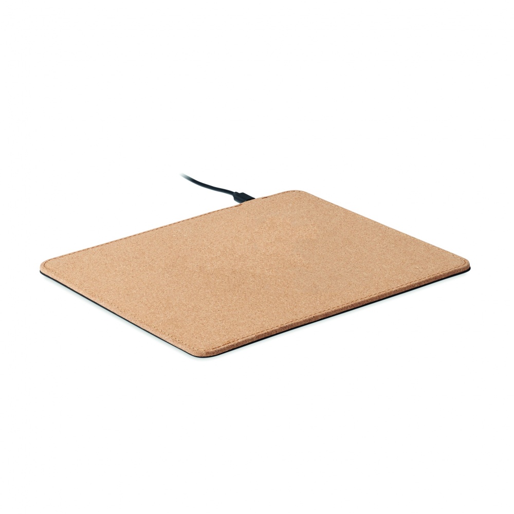 Logo trade promotional gift photo of: Cork mouse mat charger 15W