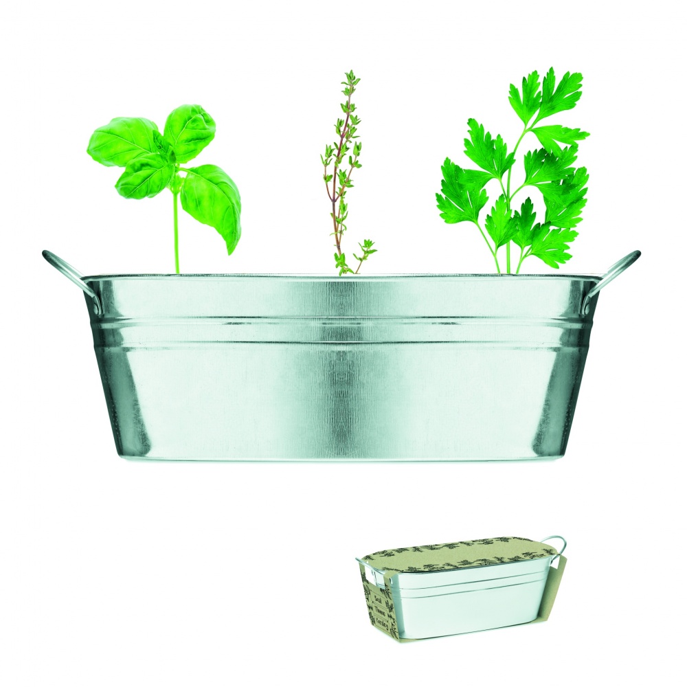 Logo trade promotional merchandise image of: Zinc tub with 3 herbs seeds