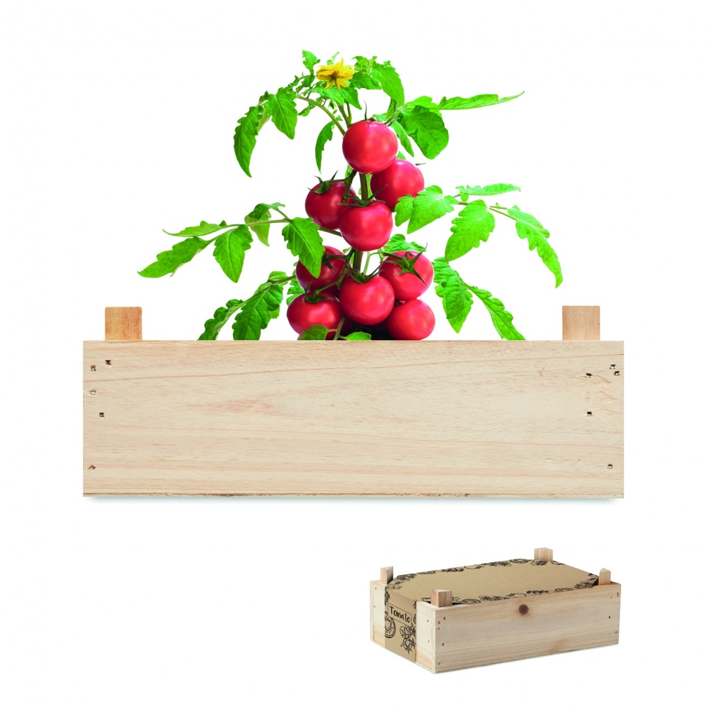 Logo trade business gifts image of: Tomato kit in wooden crate