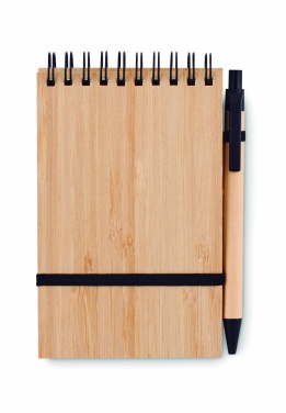 Logo trade promotional gift photo of: A6 bamboo notepad with pen SONORABAM