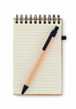 Logo trade promotional product photo of: A6 bamboo notepad with pen SONORABAM