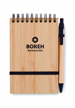 Logo trade advertising products picture of: A6 bamboo notepad with pen SONORABAM