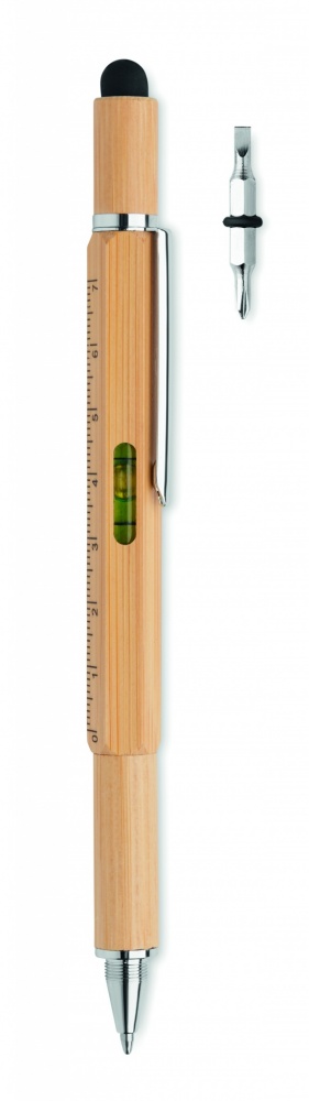 Logo trade corporate gifts image of: Spirit level pen in bamboo