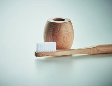 Logo trade promotional items image of: Bamboo tooth brush with stand