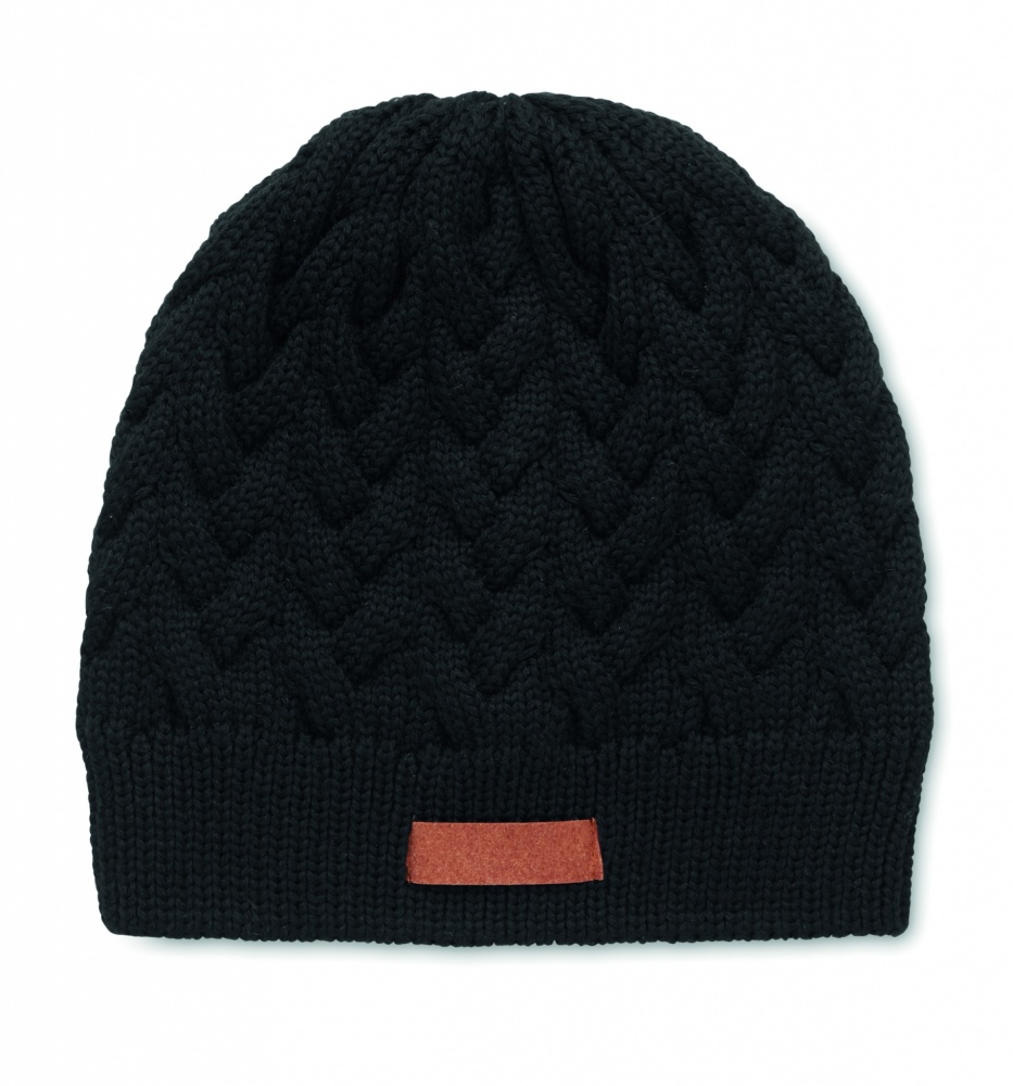 Logo trade advertising products image of: Cable knit beanie in RPET