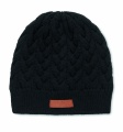 Cable knit beanie in RPET, Black