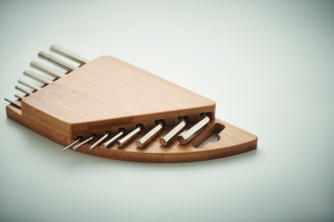 Logo trade business gifts image of: Hex key set in bamboo