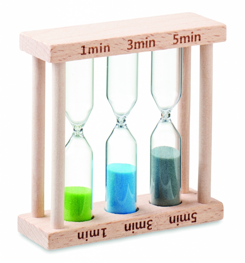 Logo trade advertising products picture of: Set of 3 wooden sand timer