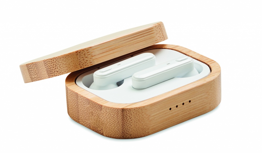 Logo trade promotional item photo of: TWS earbuds in bamboo case