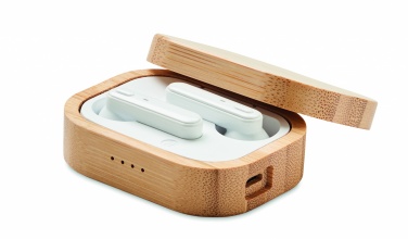 Logotrade advertising product picture of: TWS earbuds in bamboo case