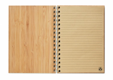 Logo trade promotional merchandise picture of: A5 ring bound Bamboo notebook