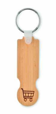 Logo trade promotional giveaways picture of: Bamboo euro token key ring Rauma