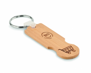 Logo trade promotional item photo of: Bamboo euro token key ring Rauma