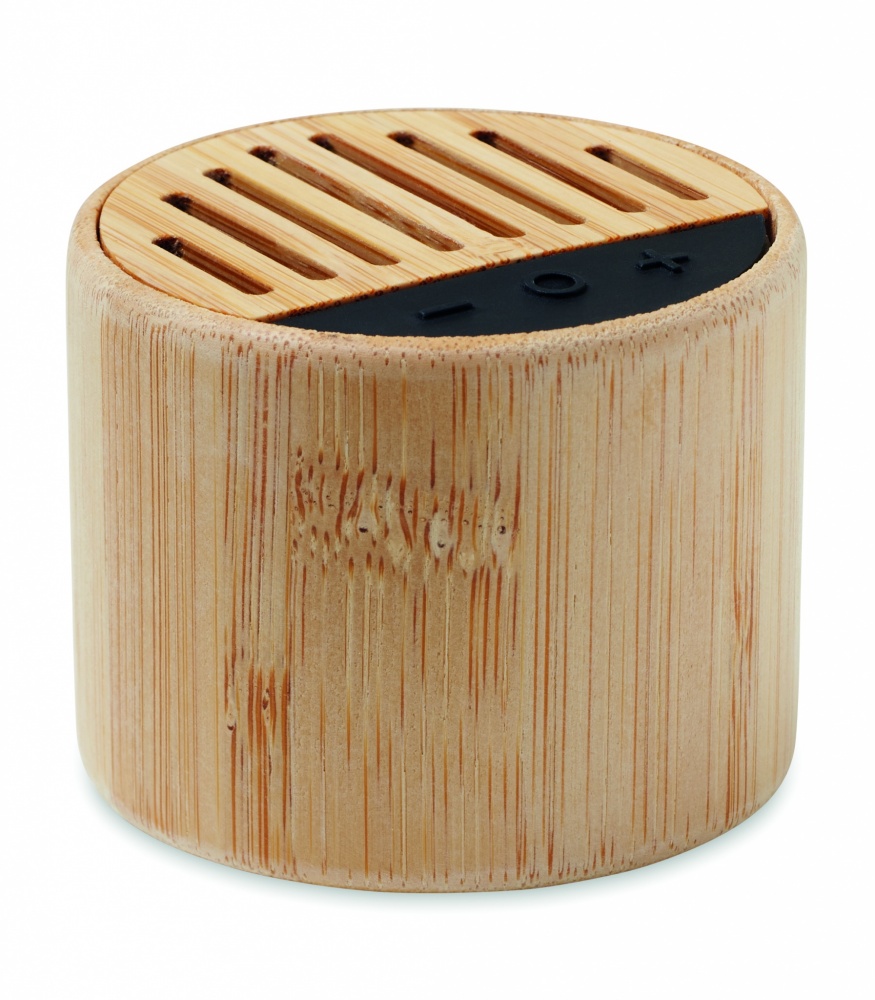 Logo trade promotional items picture of: Round bamboo wireless speaker